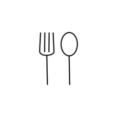 Fork and spoon line icon, logo vector