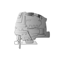 vector drawing of electric jigsaw in one line.