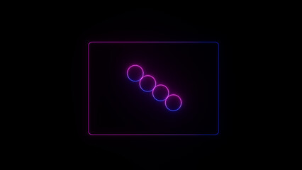 3d render, abstract neon background with fluorescent square border circle ring