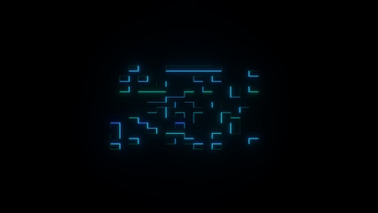 3d render, abstract colorful neon background. Black canvas