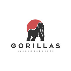 gorilla silhouette logo design inspiration white background © Been ink