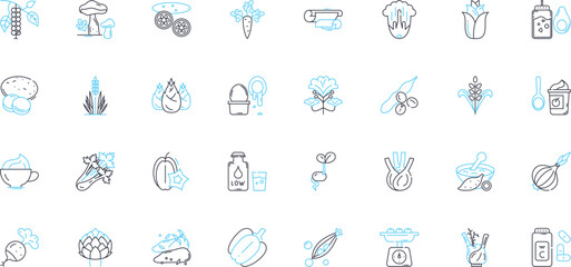 Active lifestyle linear icons set. Fitness, Sports, Movement, Exercise, Health, Agility, Endurance line vector and concept signs. Training,Wellness,Vitality outline illustrations