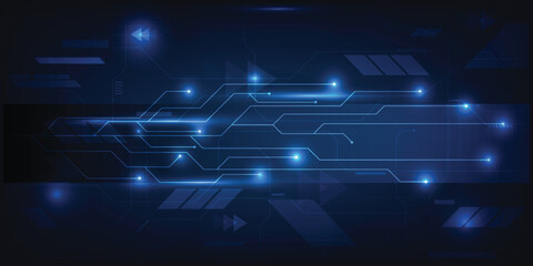 Obraz premium Vector illustrations of futuristic screen display for horizontal layout showcase with digital element grid line circuit decor.Future digital innonvation and technolog concepts.