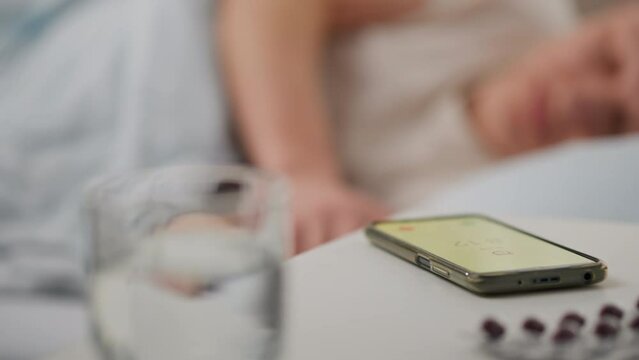 Anxiety, Middle-aged man Relaxed Turn off the alarm In the apartment, The camera is in motion Athlete Is in a sleepy state Rushing to the morning shower, lifestyle
