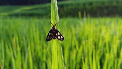Wasp moth on rice leaf