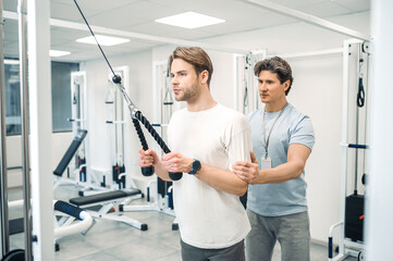 Man having a workout in a gym in a rehabilitation center