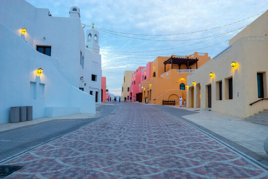 Doha, Qatar - April 25, 2023: Old Doha port redevelopment into Mina district Box Park Qatar