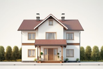 Fototapeta na wymiar 3D house front isolated on white background. Generative AI