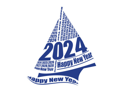 2024 boat logo vector design template on white background.