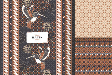 indonesian traditional bird motif batik pattern template