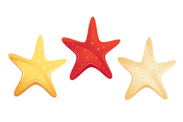 Fototapeta na wymiar A set of starfish.Elements of summer design.Vector illustration isolated on a white background.