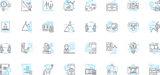 Wealth venture linear icons set. Prosperity, Investment, Abundance, Capital, Fortune, Growth, Affluence line vector and concept signs. Success,Opportunity,Finance outline illustrations