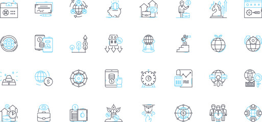 Virtual nerking linear icons set. Engagement, Connection, Interactivity, Collaboration, Communication, Nerking, Community line vector and concept signs. Online,Intimacy,Relationship outline