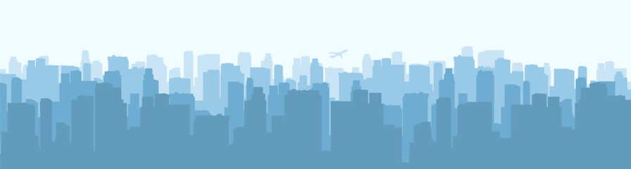 Big city skyline blue banner