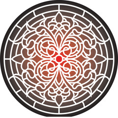 Vector classic colored round ornament. Red pattern in a circle. Drawing of Greece and Ancient Rome. Flower drawing.