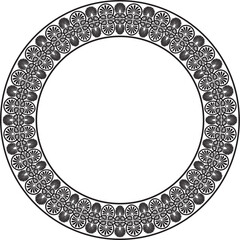 Vector black monochrome round ornament ring of ancient Greece. Classic pattern frame border Roman Empire..