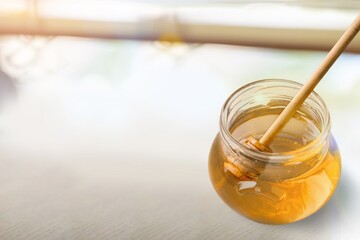 Glass bowl with tasty sweet honey