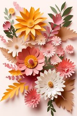 Paper Craft Layered Art of Flowers. Generative Ai