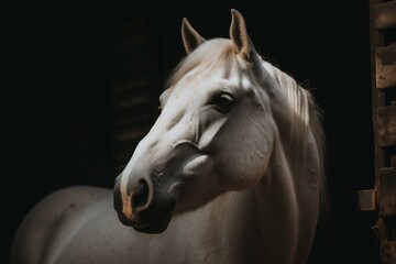 Happy white equine. Generative AI