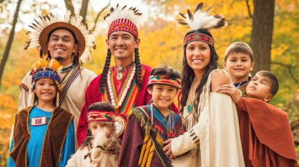 Fototapeta na wymiar A family enjoys American Indian Citizenship Day. Generative AI