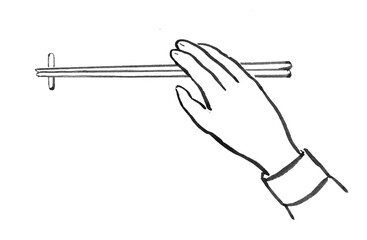 箸を持つ手のイラスト