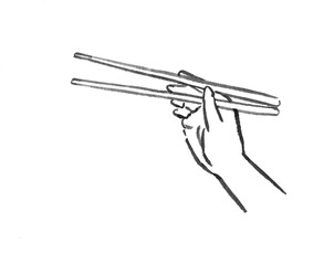 箸を持つ手のイラスト