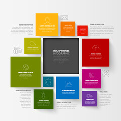 Vector Minimalist colorful Infographic template amde from squares