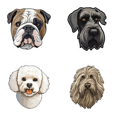 Dogs3 Flat Icon Set Isolated On White Background