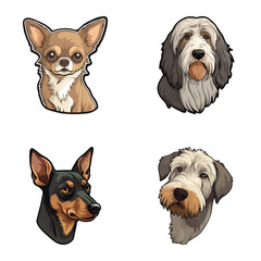 Dogs3 Flat Icon Set Isolated On White Background
