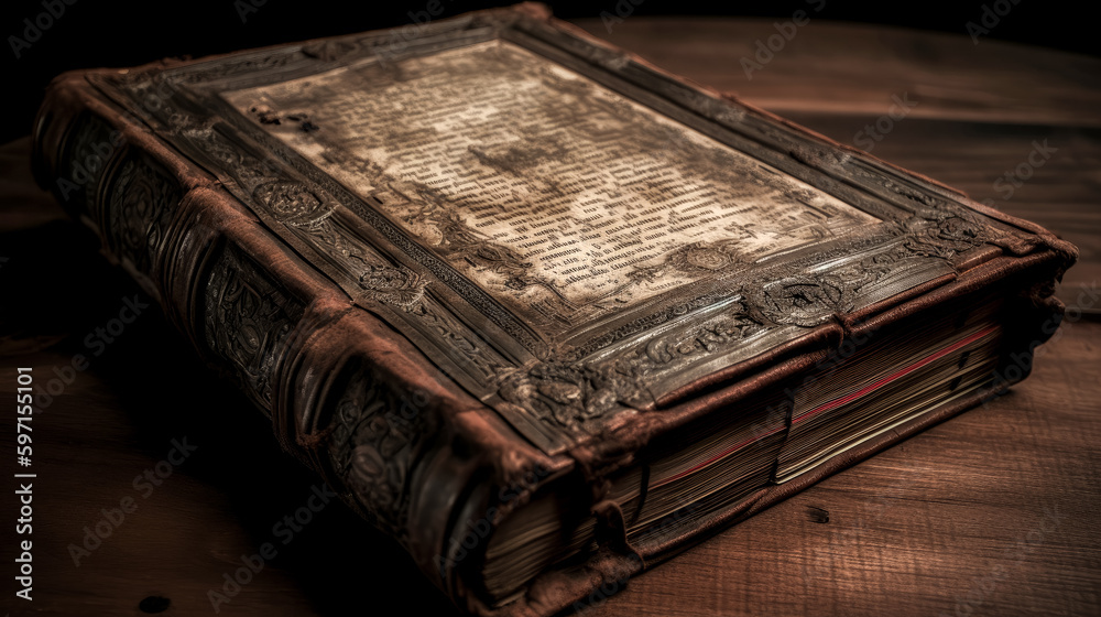 Wall mural an ancient book was scanned and analyzed by an artificial intelligence - generative ai.