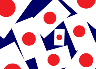 Texture vector illustration with flags of Japan, art, pattern.