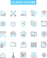 Cloud future vector line icons set. Cloud, Future, Computing, AI, IoT, Digital, Transformation illustration outline concept symbols and signs