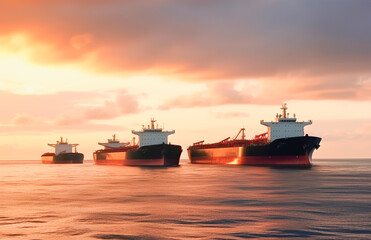 Obraz premium International oil tanker ship at sea, generative ai.
