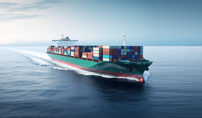 International container cargo ship, freight transportation, shipping, nautical vessel, generative ai.