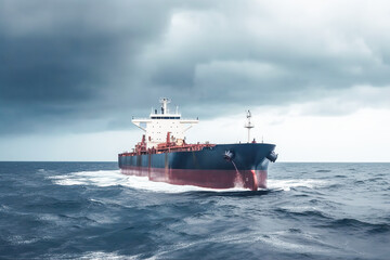 International oil tanker ship at sea, generative ai.