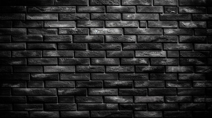 Black brick wall, old texture of red stone blocks. Generative Ai