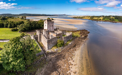 Aerial view of Castle Dow and Sheephaven Bay in Creeslough - County Donegal, Ireland - obrazy, fototapety, plakaty