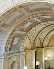 Breathtaking architecture details of panoramic dome mural columns scenic building interior view...