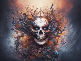 A fantasy skull created with generativ ai