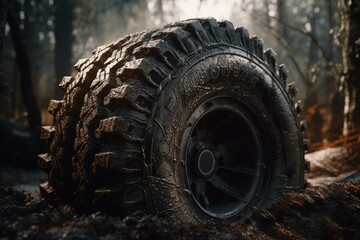 One imprint from a tractor tire. Generative AI