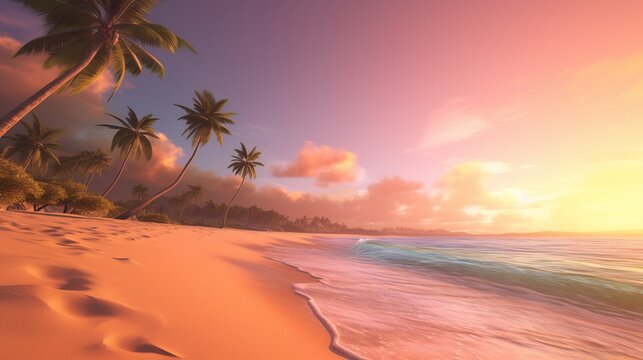 4K Desktop Wallpaper - stunning beach sunset scene