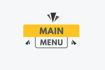 Main Menu text Button. Main Menu Sign Icon Label Sticker Web Buttons
