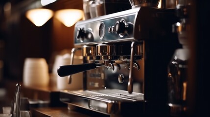 Coffee machine in coffee shop - obrazy, fototapety, plakaty
