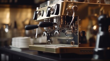 Coffee machine in coffee shop - obrazy, fototapety, plakaty