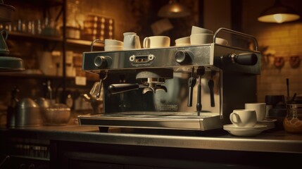 Fototapeta na wymiar Coffee machine in coffee shop