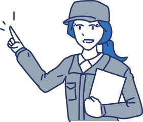 現場の作業服女性