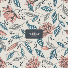 hand drawn floral pattern vector template