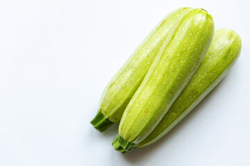 zucchini close up on white background 