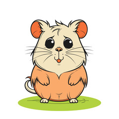 Adorable, childish hamster pet. Vector illustration drawn with a cheerful and cartoonish style. Hamster happy playful pose, isolated on white background, ideal character for design project