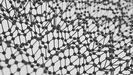 Obraz premium Abstract data empty space. Technology network node concept. Black chaotic atoms, DNA or molecule. 3d render
